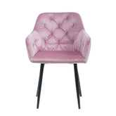 Pachet 3+1 Scaun tip fotoliu living/ dining, roz, tapiserie catifea, cadru metalic, fix, Velvet Old